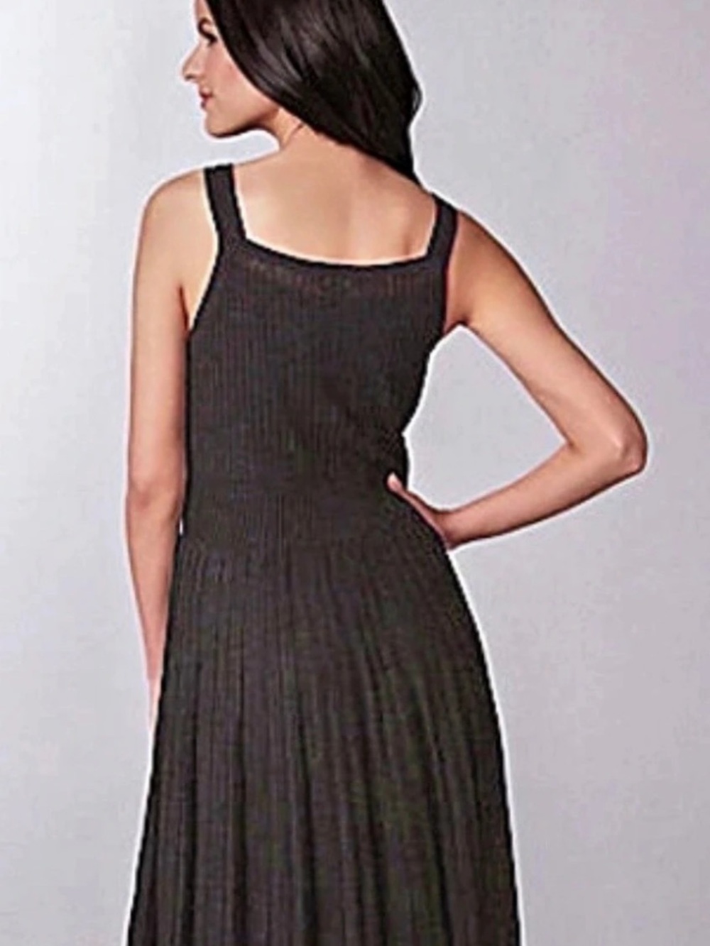 Eileen Fisher Cinder Refined Viscose Pleat Surplice Knee Length Dress M
